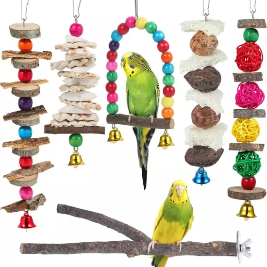 Bird Perch Toys Parakeet Toys,6 Pack Cage Accessories Multicolour 