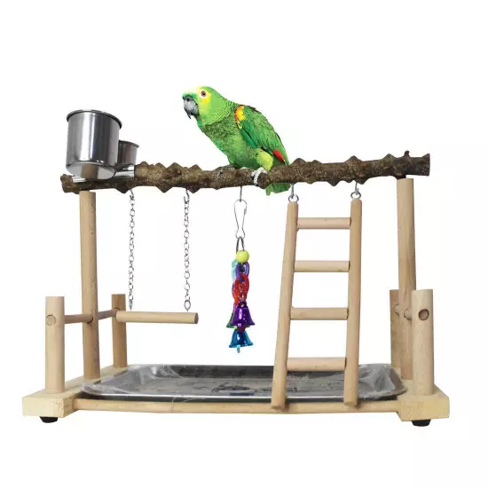 Parrots Playground Bird Perch Play Gym Parrot playstand Wooden Play Stand wit...