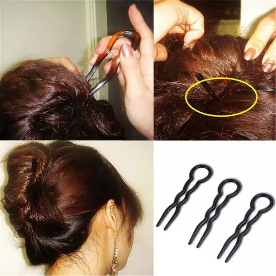 9/15 Pcs U-shaped Bun Hair Pin Clip Grips Brown Wavy Salon Hairpins