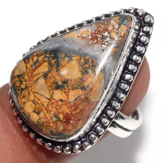 925 Silver Plated Maligano Jasper Ethnic Ring Gemstone Jewelry Size Us 8 MJ