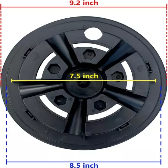 Golf Cart SS Wheel Covers Hub Caps for Most 19 inches, Black 