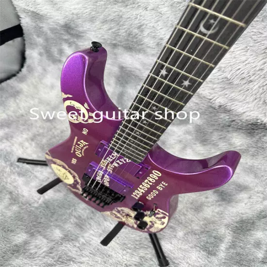 Custom Ouija Purple Electric Guitar FR Bridge Black Part Solid Body Fast Ship