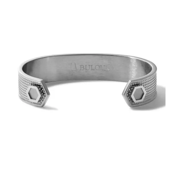 Bulova Precisionist Open Cuff Bracelet, Knurled Texture Design, Silver, NWT