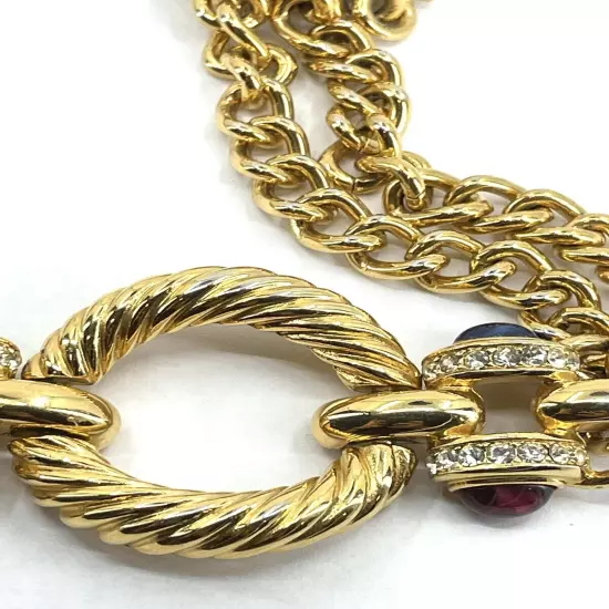 Unsigned Givenchy Chain Belt Stone Gold Ladies Womens Accessories Vintage 28.5”