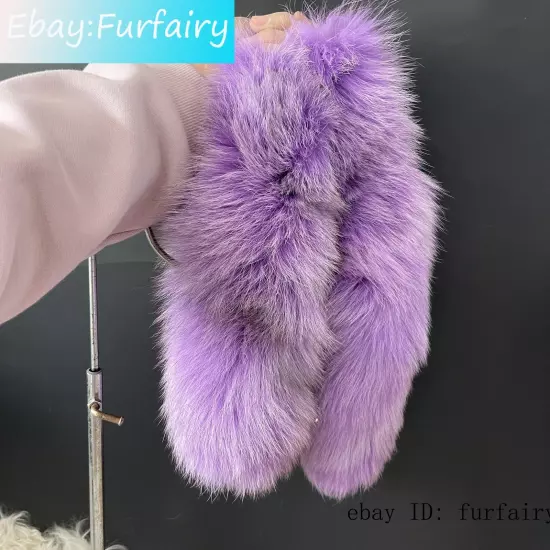 2/5/10 wholesale Dyed Color Real Blue Fox Tail Fur Keyring Pendant Cosplay Toy