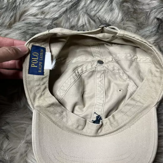 Polo Ralph Lauren Hat Cap Strap Mens Beige Pony Adjustable Preppy Golf DAD