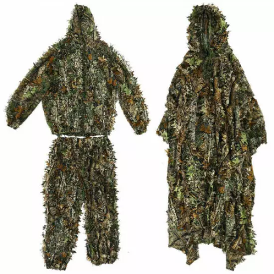 3D Leaf Sniper Ghillie Suit Woodland Camouflage Hunting Cloak Tactical Clothing