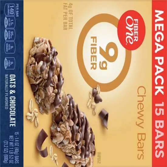 Chewy Bars, Oats & Chocolate, Fiber Snacks, Mega Pack, 15 Ct