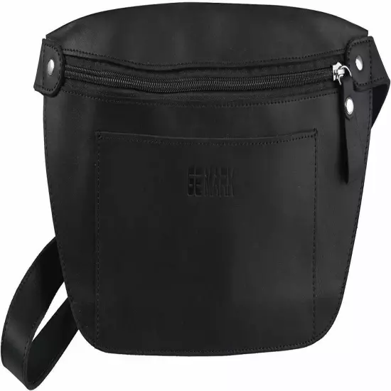 Belt Bag Waist Bag Genuine Leather Fanny Pack 6.5” x 12” Max Waist 45.28” Black