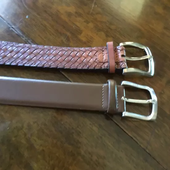 Two Mens Brown Leather Belts, Tommy Bahama And Boss Size 40