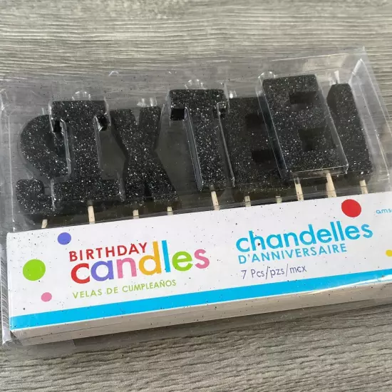 Sixteen 16 Letter Black Glitter Birthday Candle 7 Pieces Cake Birthday Supplies