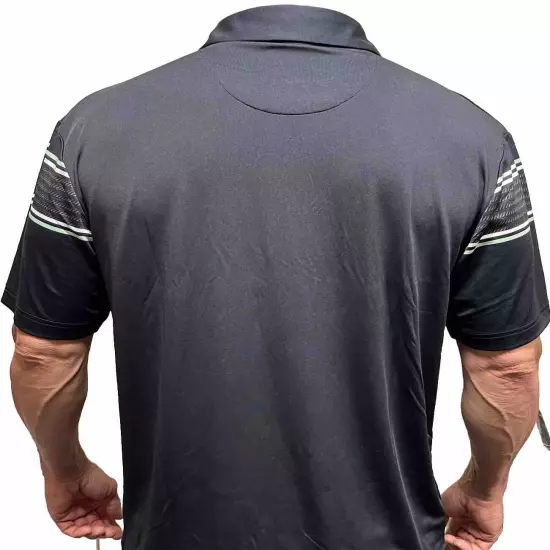 NWT Men's Callaway Opti-Dri Short Sleeve Golf Polo Shirt Black, Striped, Medium