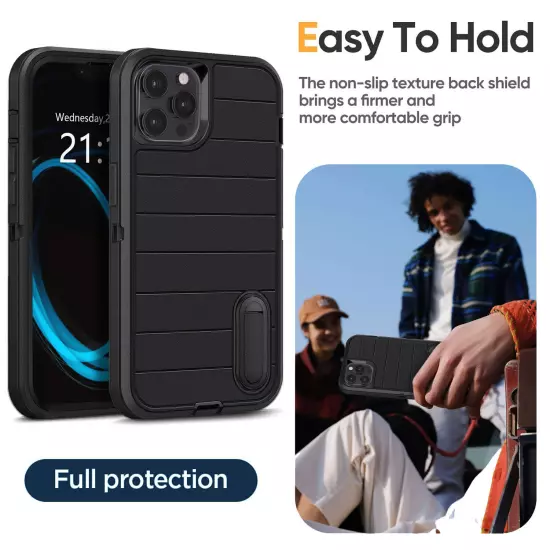 For iPhone 12 Pro Max/12 Pro/12 Shockproof Hybrid Rugged Hard Stand Case Cover