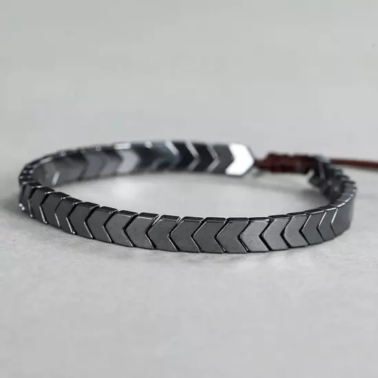 Protection Men's Bracelet Natural Hematite Stone Braided Bracelet Arrow Bracelet