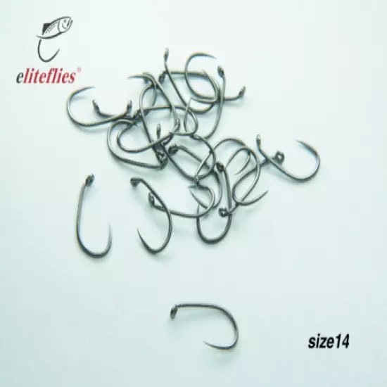 eliteflies Competition Black Nickel Barbless Blob fly hook fishing 16 14 12 10