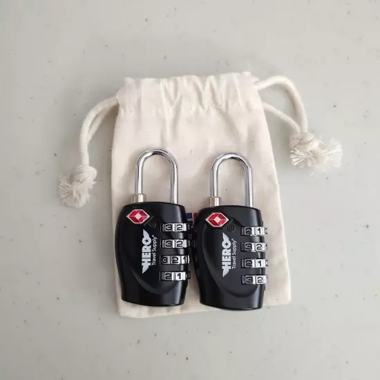 Hero Luggage Lock 2 Pack TSA Approved Locks Black New