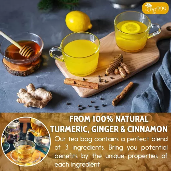 Special 30 Tea Bags Turmeric Ginger Cinnamon Tea 100% Natural Hand-made Blend...