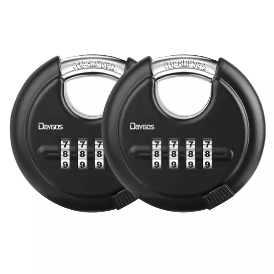 Combination Disc Padlocks for Outdoor - Heavy Duty 4 Digit Code Lock, Combo D...