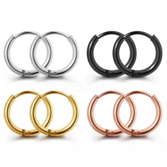 Surgical Steel 1-5PC Huggie Hoop Sleeper Ring Earrings Ear Nose Body Ring