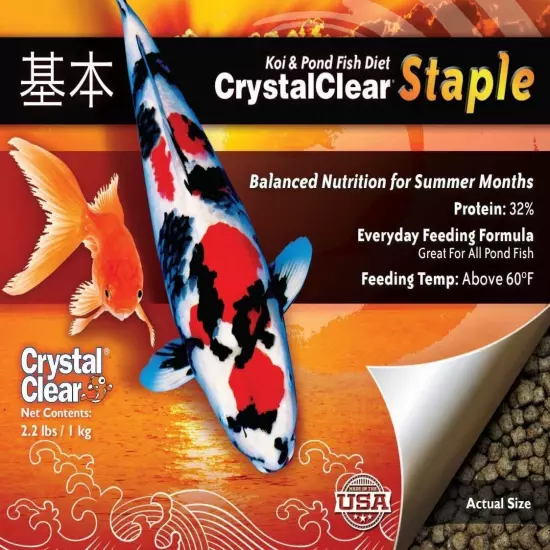 CrystalClear Staple Balanced Nutrition Koi Fish Food for Every Day Feeding, 3mm 