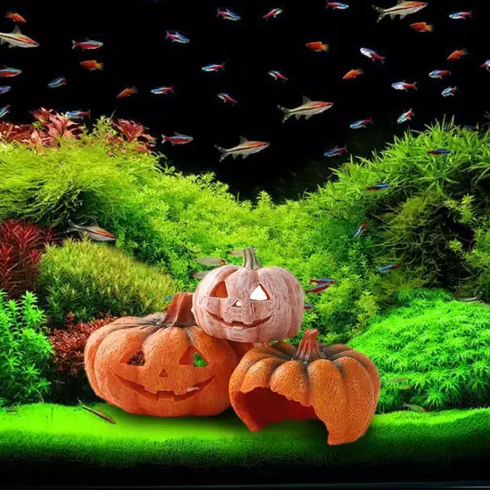 Pumpkin Shaped Fish Hideout House Tank Decor Aquarium Tank Fish Decoration^ J4Q9