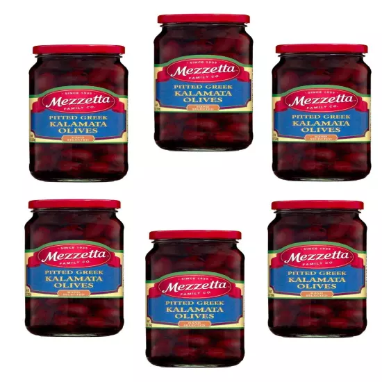 Mezzetta Pitted Greek Kalamata Olives – 5 Pack, 9.5 oz Glass Jars | Gluten-Free