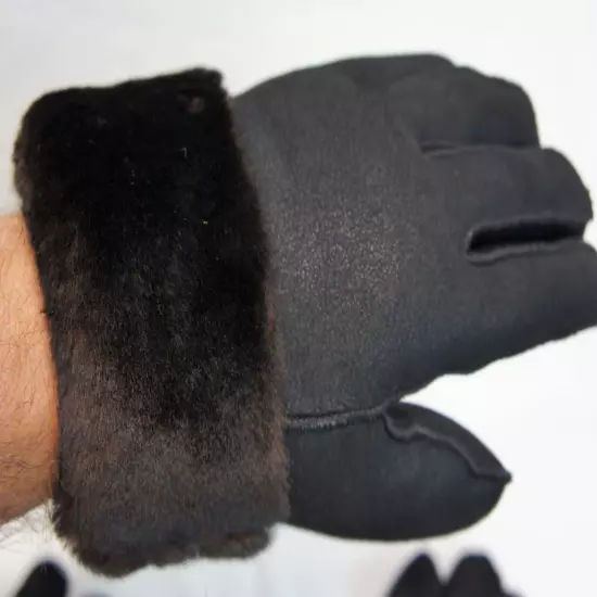 REAL GENUINE SHEEPSKIN SHEARLING LEATHER GLOVES UNISEX Fur Winter 2 Colors S-2XL