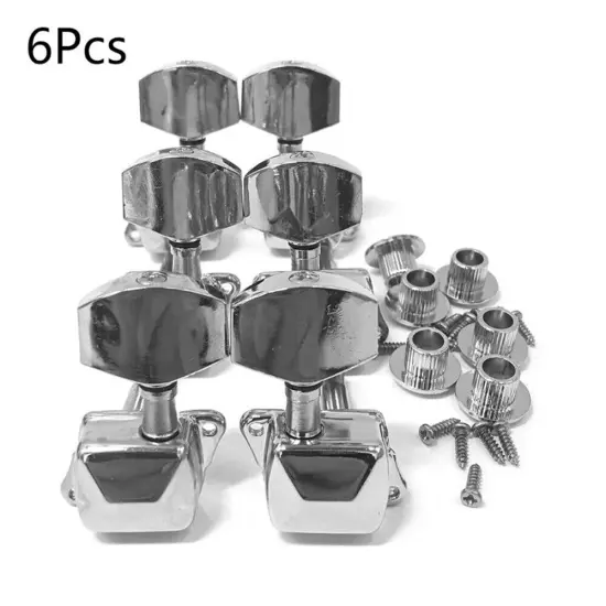 Acoustic Guitar String Tuning Pegs Machine Heads Tuners 3x3 Chrome Semiclosed US