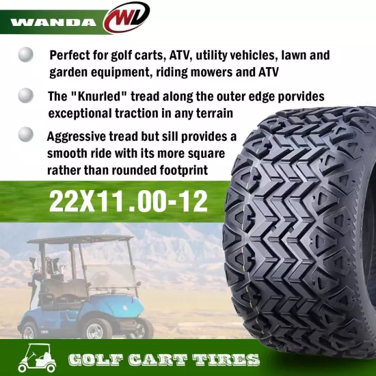 WANDA 22X11-12 Golf Cart ATV Tires 4 Ply 22x11x12 14033