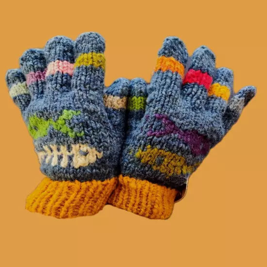 NEW, HIGH QUALITY, ALPACA AND SHEEP WOOL, HAND KNITTED GLOVES, ANDEAN, WINTER