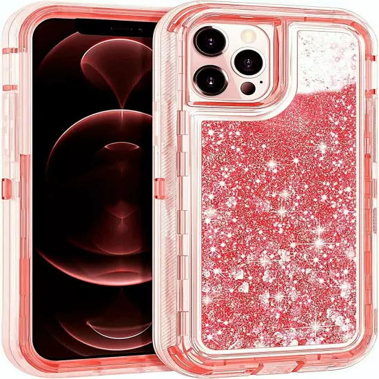 Shockproof Case For iPhone 15 14 13 12 11 Pro Max XR 8 Plus Liquid Glitter Cover