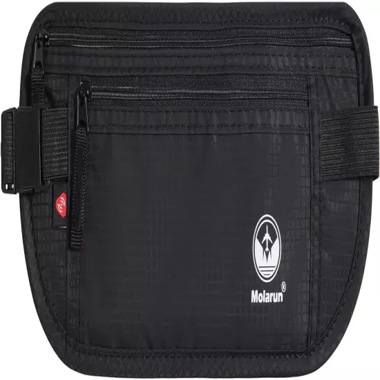 Travel Money Belt - Slim Passport Holder Secure Hidden Travel Pouch with RFID Bl