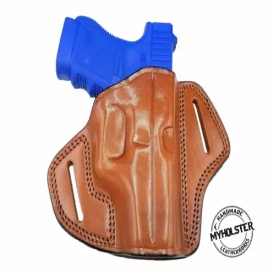 OWB Open Top Concealable Leather Belt Holster Fits Walther PPQ 9mm 