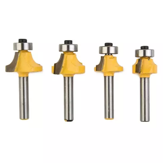 4 Pcs/1/4 Inch/Shank Round Over Bead Edge Forming Router Bit 1/2 3/8 1/4 1/8