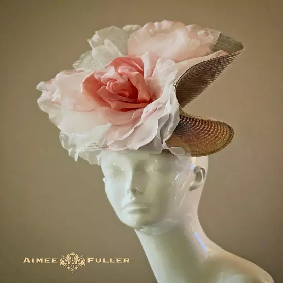 Champagne Yellow Rose Kentucky Derby Fascinator Bridal Flower Royal Ascot Hat