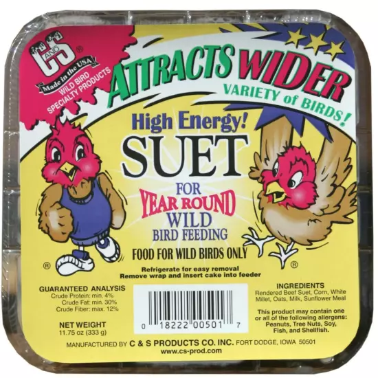 C&S Products High Energy Fresh Suet Value Pack, for Year Round Wild Bird Feeding