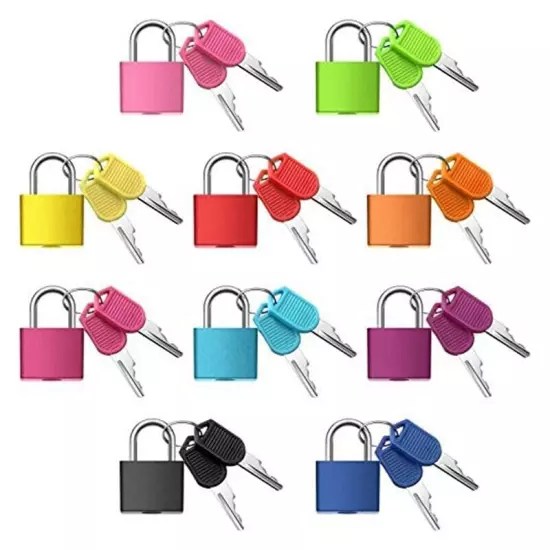 10 Pack Suitcase Locks with Keys,Multicolor Small Luggage Padlocks Metal4129