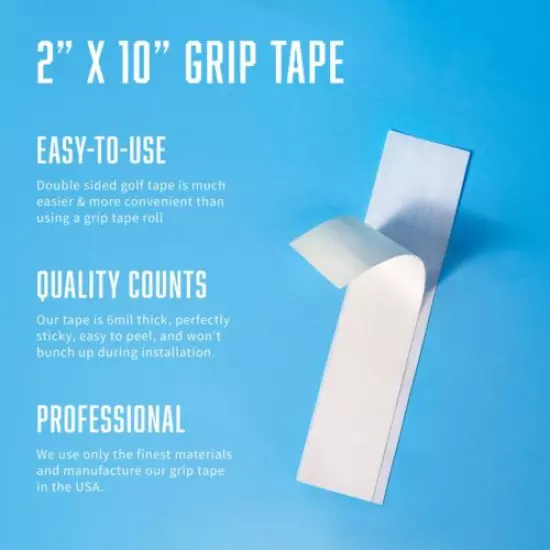 Golf Club GRIP KIT 8 - 2"x10" Grip Tape Strips-Solvent-Vise Clamp - Directions