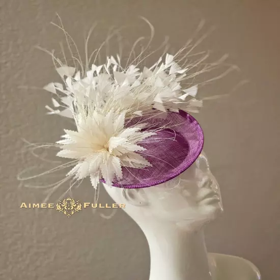 Kentucky Derby Fascinator Purple Cream White Royal Ascot Hat Cocktail Hat