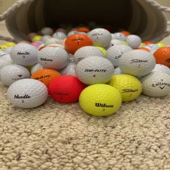 55 Golf Balls 4A-5A Grade Assorted Brands 50 White and 5 Colored SHIPS FREE! ⛳️