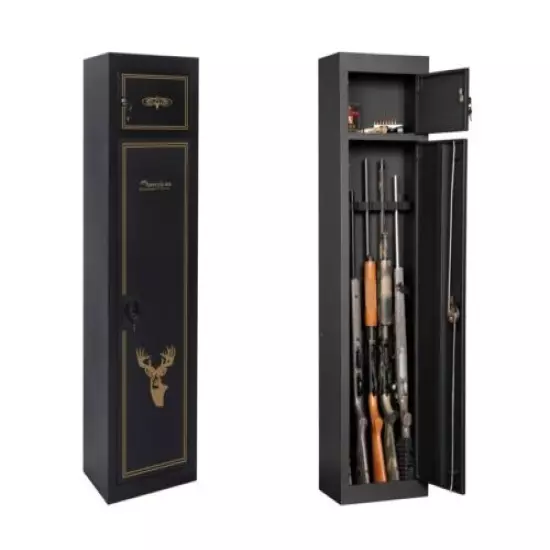 Gun Safe Cabinet 5 Rifles Storage Locker Shotgun Firearm Pistol Lock Shelf Rack