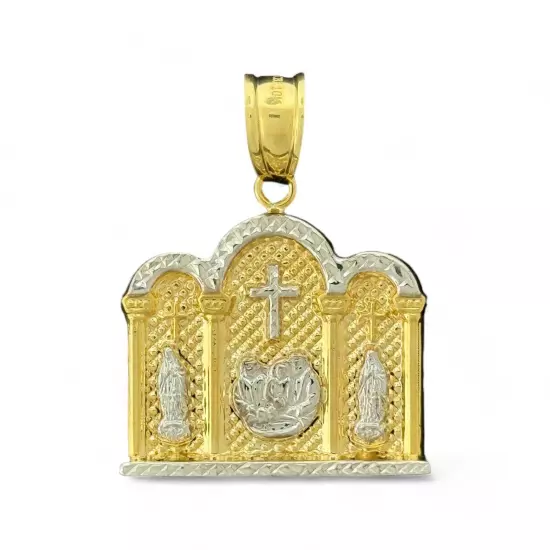 10KT Two Tone Gold Virgin Marry, Jesus & Baptism Pendant - 4.2 Grm, Brand New