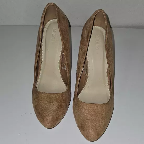 forever 21 suede brown beige heels 4.5 inch