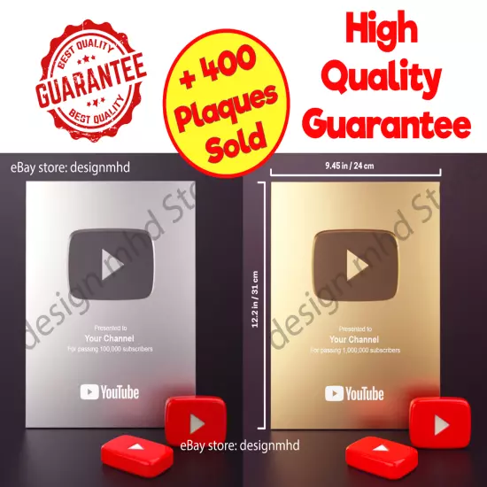 youtube play button silver gold playbutton custom award plaque wall Decoration