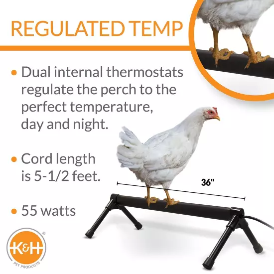 Thermo-Chicken Perch Warming Chicken Heater for Chicken Coops Prevents Frozen