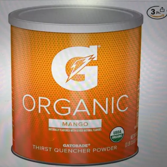 Gatorade G ESSNTL Organic Thirst Quencher Powder, Mango, 50.9Oz Canister (Pack o