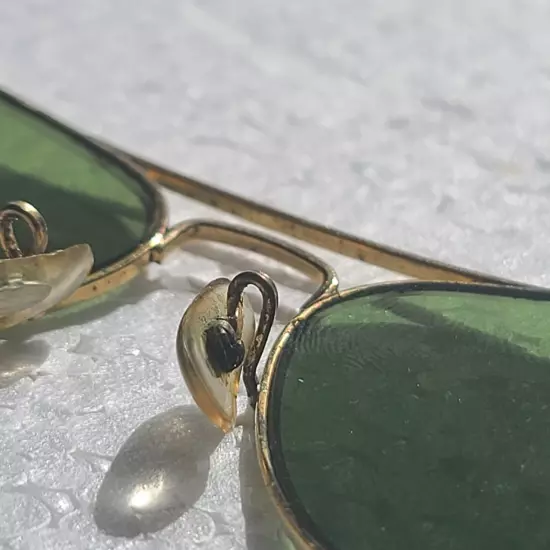 1980's 58[]14mm VINTAGE B&L RAY-BAN USA RU-GREEN AVIATOR SUNGLASSES