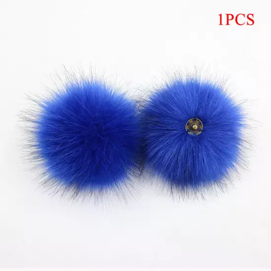 Fluffy Faux Fox Fur Pompom 8cm Pom Poms Ball with Dark Buckle DIY for Hat Bags"