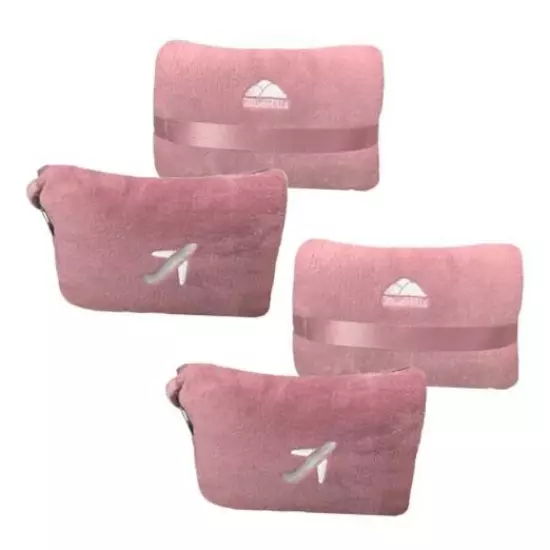  2 Pack Blanket Pillow in Mini Soft Case Premium Plush Travel Pink-2PK-M22