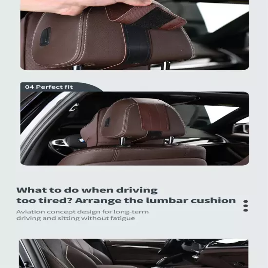 Car Leather Headrest Lumbar Support Rest Neck Pillow Back Cushion Waist Supports